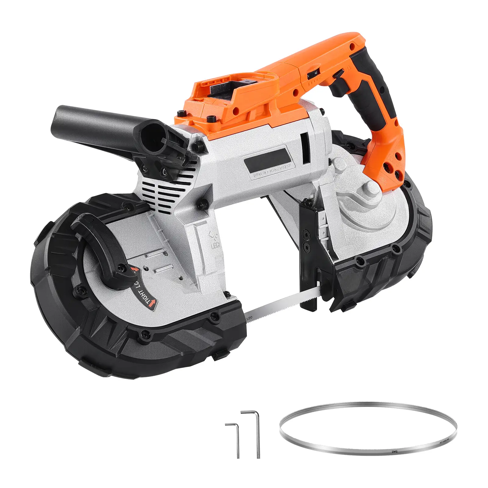 20V Portable Band Saw, 5 Inches Deep Cut, 360W Bandsaw with Brushless Motor, Cordless and Compact Portaband, Hang Hooks, 0-120 m/min Variable Speed, for Cutting Metal, Wood (Bare Tool Only)