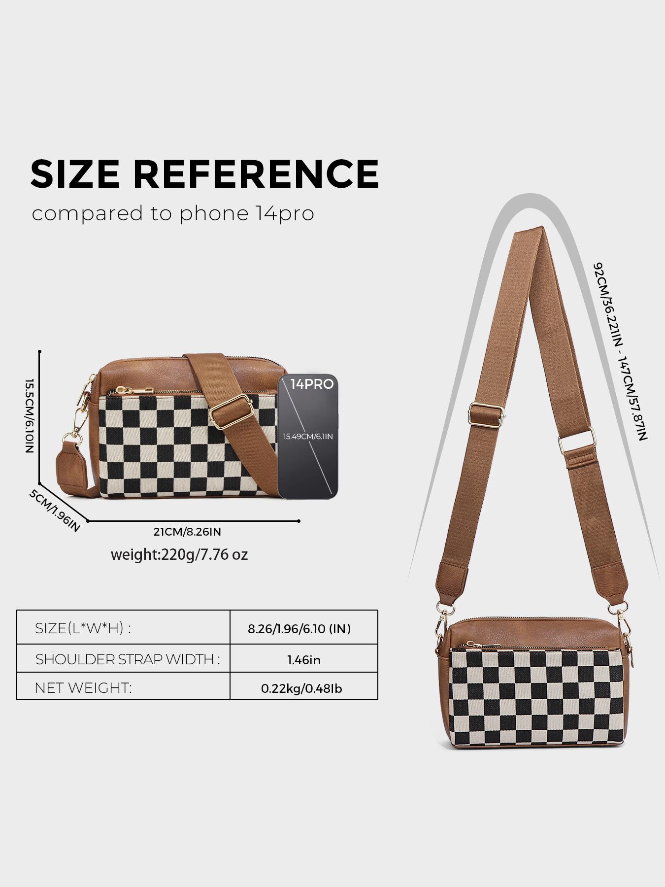 Small Checkered Crossbody Bags for Women, Casual Cross Body Bag with Adjustable Strap, Women's Shoulder Handbags for Shopping Travel Daily Use, Lightweight Crossbody Bag