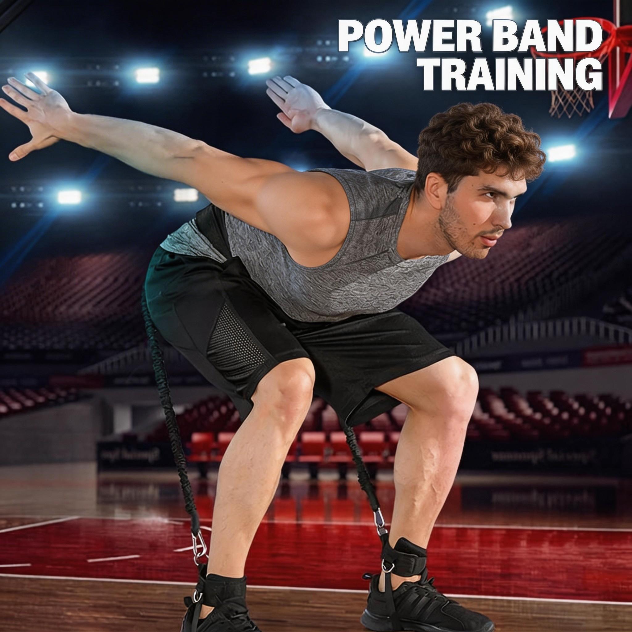 High Resistance Jump Trainer Set, Adjustable Bands for Jumping, Dunk Training, Speed & Agility, Includes Waist Belt, 2 Ankle Straps, 4 Latex Tubes