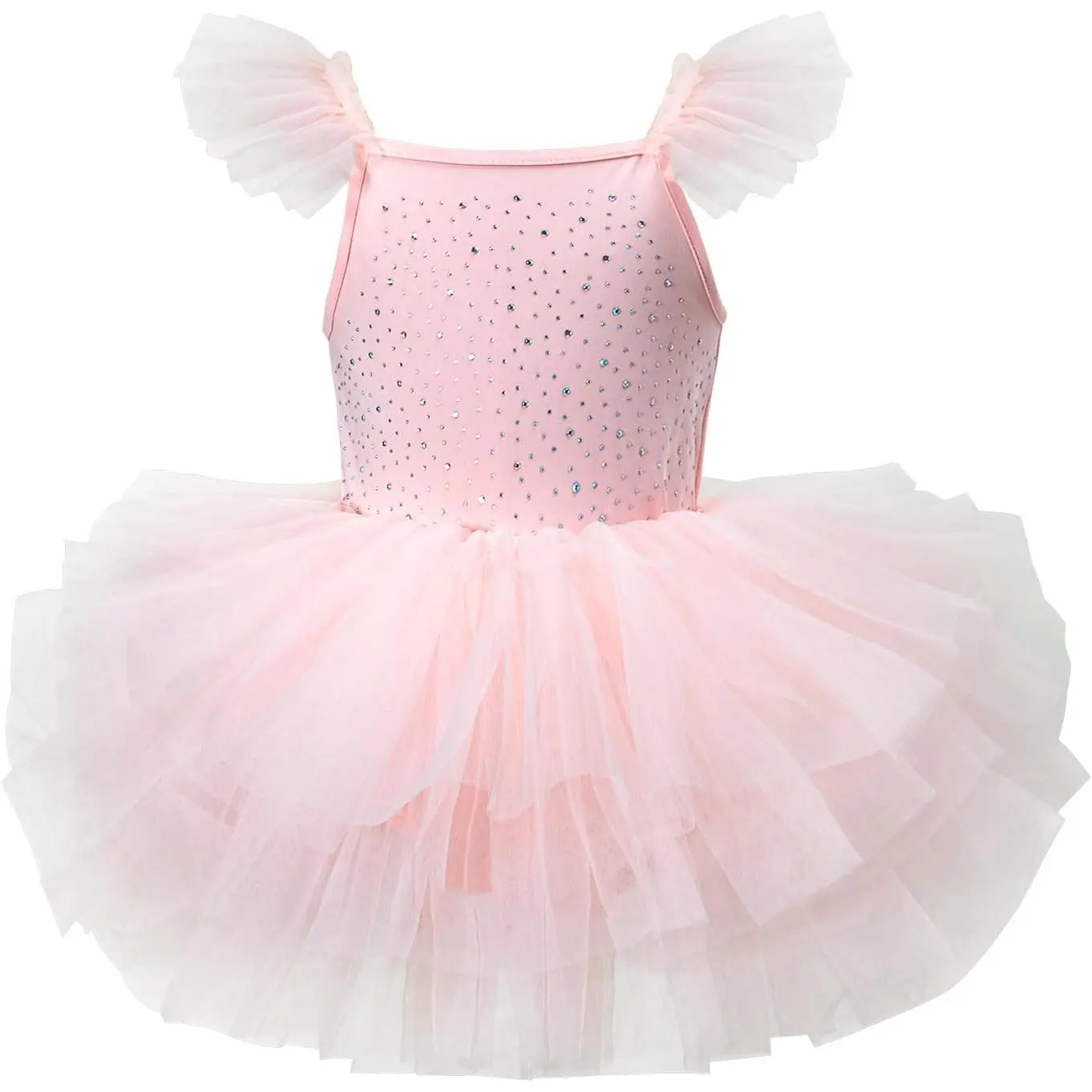 Toddler Girl Sparkly Diamond Cotton Dance Clothes - Sleeveless Tulle Ballet Tutu Dress Ballerina Costume with Built-in Knicker for Birthday, Party, Stage Wear