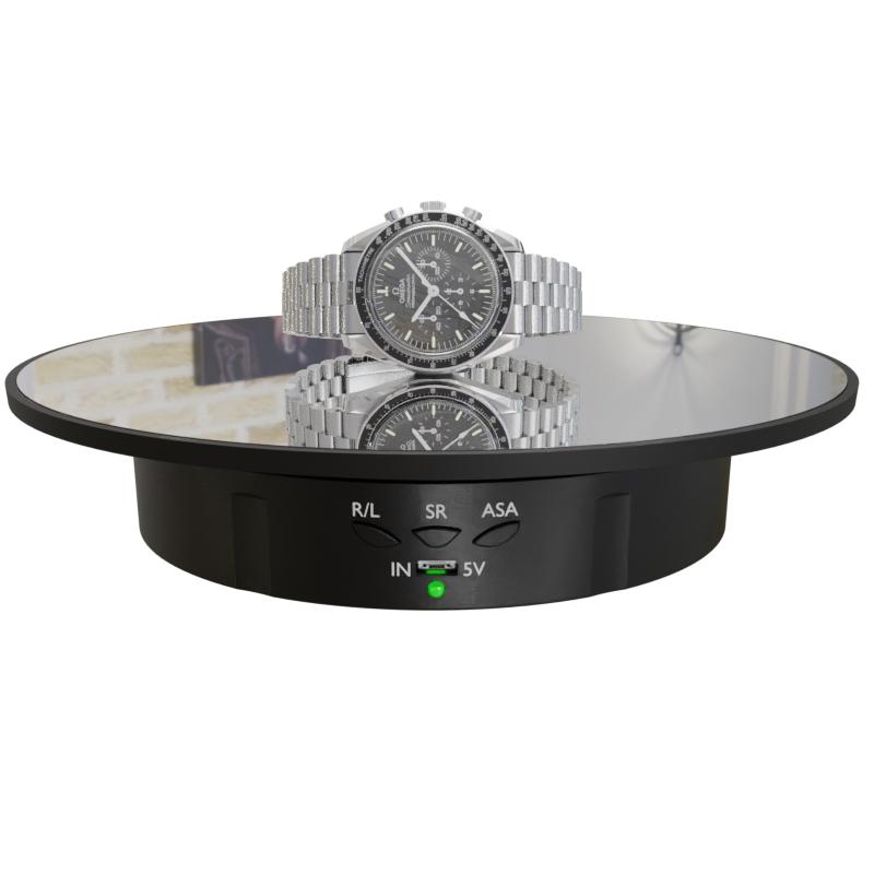 Rotating display stand Electric turntable display table smooth mirror jewelry display hand model live shooting speed rotating table bright glass mirror, Display Riser, Adjustable Standing Shelf