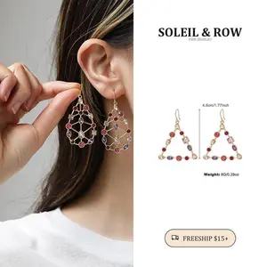 Colorful Rhinestone Statement Drop Earrings for Women, Trendy Aesthetic Fashion Jewelry, Y2K Sparkle Studs, Birthday Gift for Her