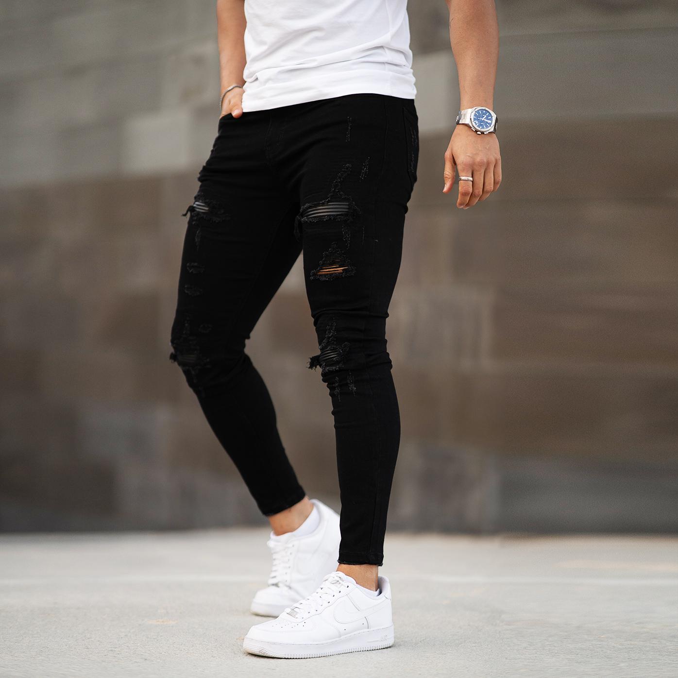 GINGTTO Men's Skinny Jeans Stretch Ripped Tapered Leg Slim Fit Distressed Denim Pants GINGTTO Men's Skinny Jeans Stretch Ripped Tapered Leg Slim Fit Distressed Denim Pants