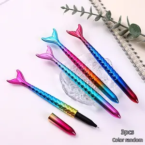 3-Pack Creative Stationery Mermaid Tail Gel Pens, Christmas Colorful Dream Pen, School & Office Use, Students & Adults 14+