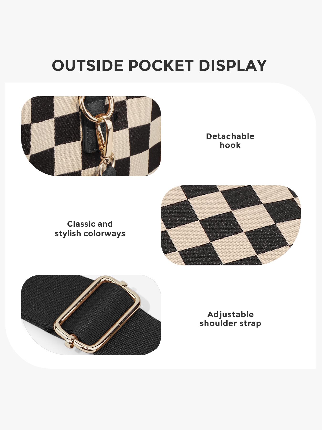 Large Women'S Casual Plaid Checkered Crossbody Shoulder Bag with Adjustable Detachable Strap, Large Capacity Fashion Tote Bag for Women, Versatile High-quality Daily Commuting Bag, Parties|Stylish Handbag Shoulder Bag