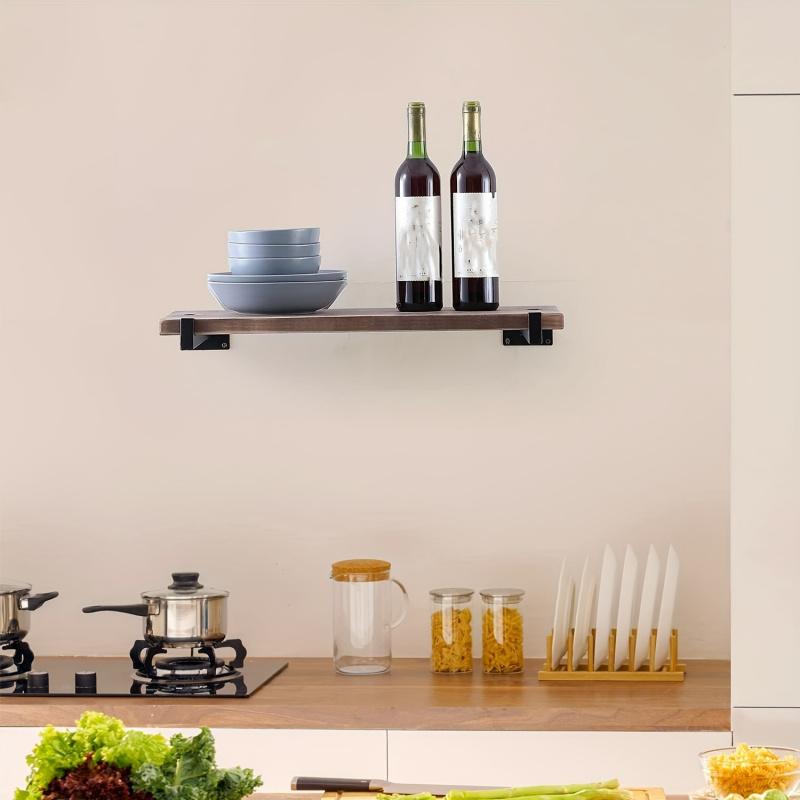 1PC  Floating Shelf Brackets, Heavy-Duty Industrial Shelf Brackets, Black Metal Shelf Brackets, Wall Mounted Brackets, Multi-Functional Shelf Accessories