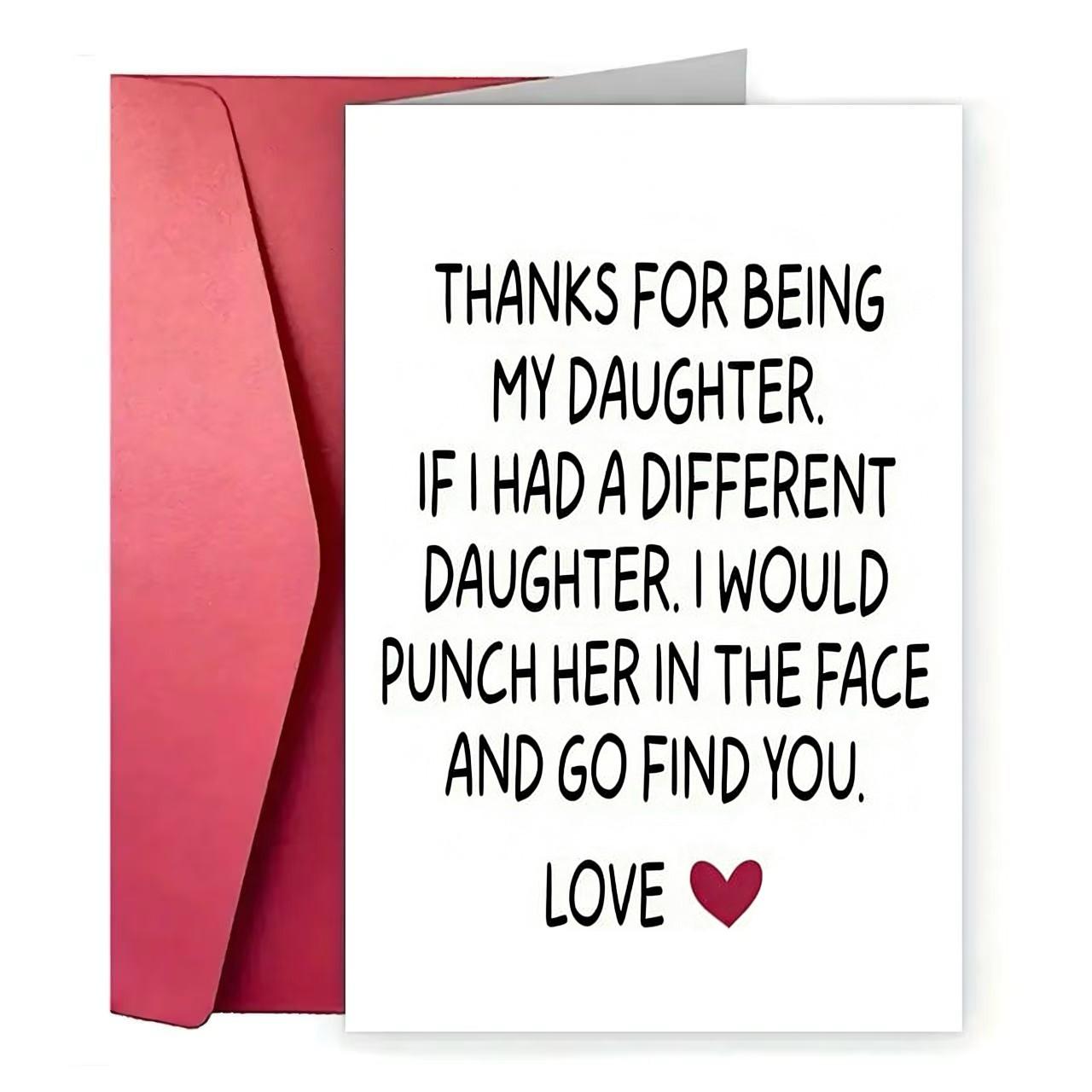 3pcs/7pcs Funny Rude Daughter Birthday Card with Envelope, Hilarious Sarcastic Humor Greeting Card, Blank Inside, Perfect Gift