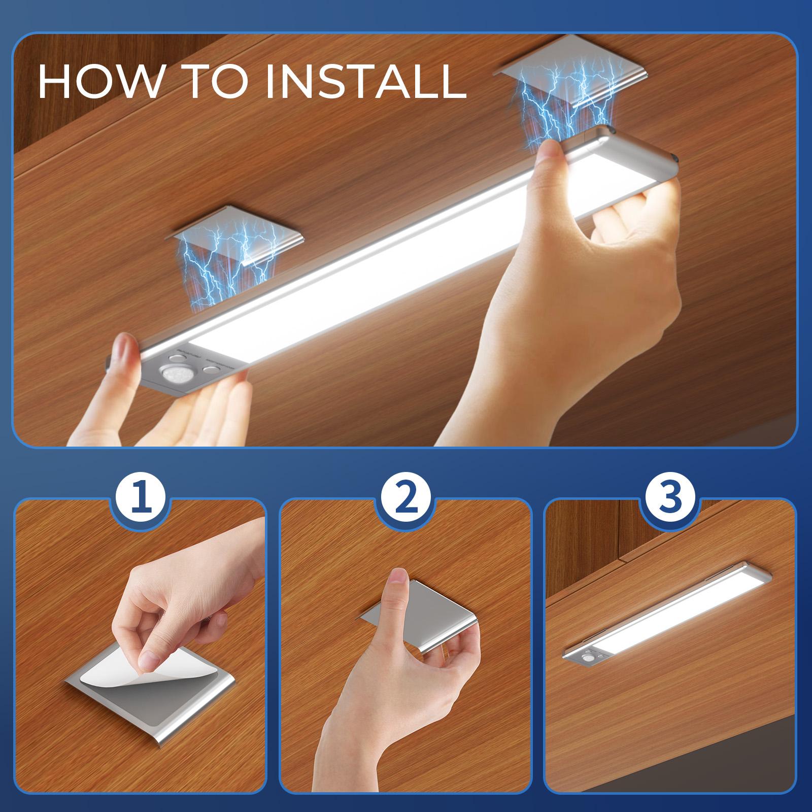 Under Cabinet Lights,Motion Sensor Night Light Indoor，USB Rechargeable 1500mAh LED Light, Magnetic Dimmable Night Light for Kitchen, Pantry, Closet,Coffee，Closet & Stairs temp color