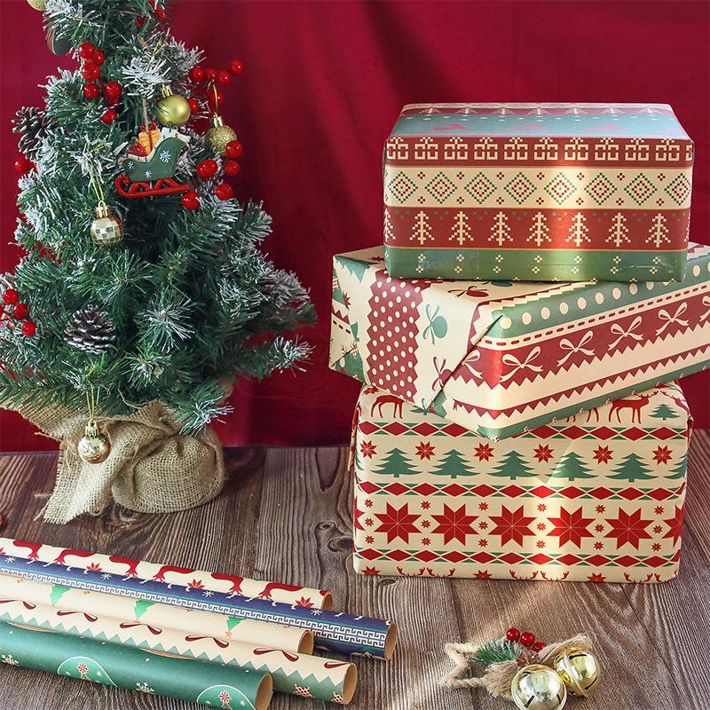6pcs Colorful Kraft Paper Wrapping Paper, 19.69x29.92 Inches, Christmas Tree Pattern, Gift Wrap, Bouquet Packaging, Party Gifts, Bouquet Wrappers