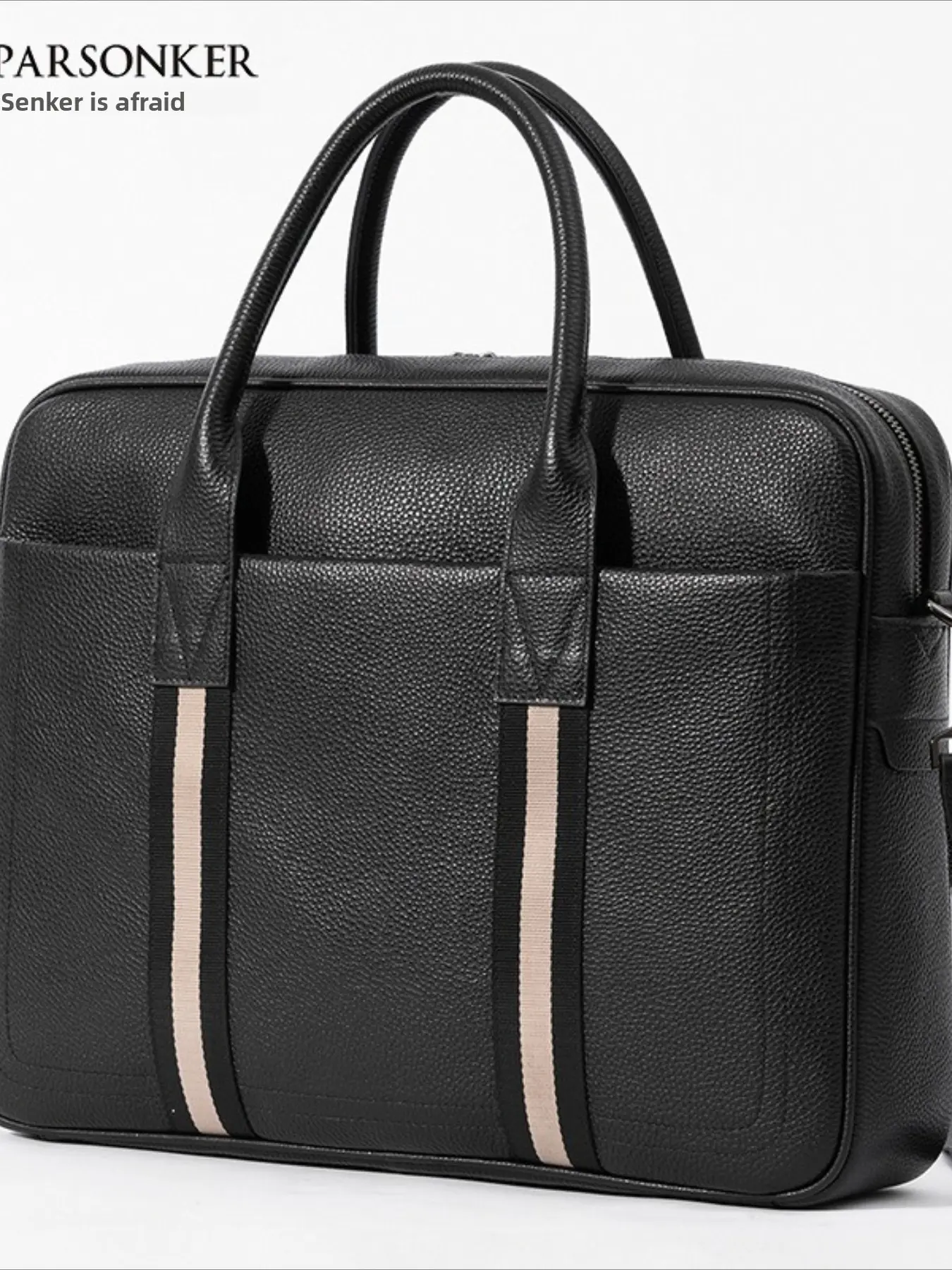 Men's leather briefcase high-end business leisure soft leather men's bag large-capacity outdoor travel shoulder handbag
