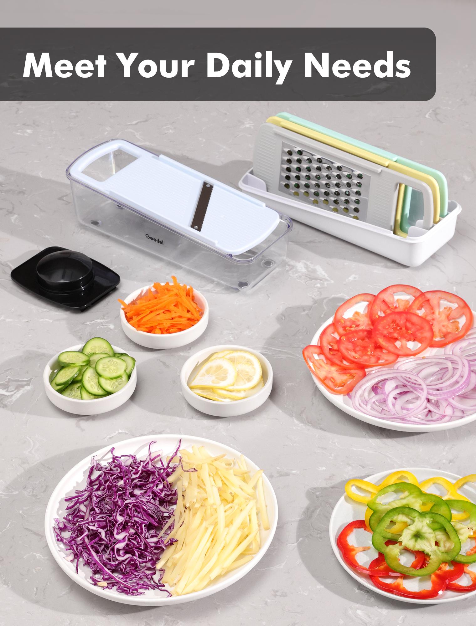 Geedel Madoline Slicer for vegetables, Multi Purpose Vegetable Slicer Cutter Shredder, Vegetable Cutter for Veggie Fruit Cheese Kitchen Stainless cabbage grater blade slicer