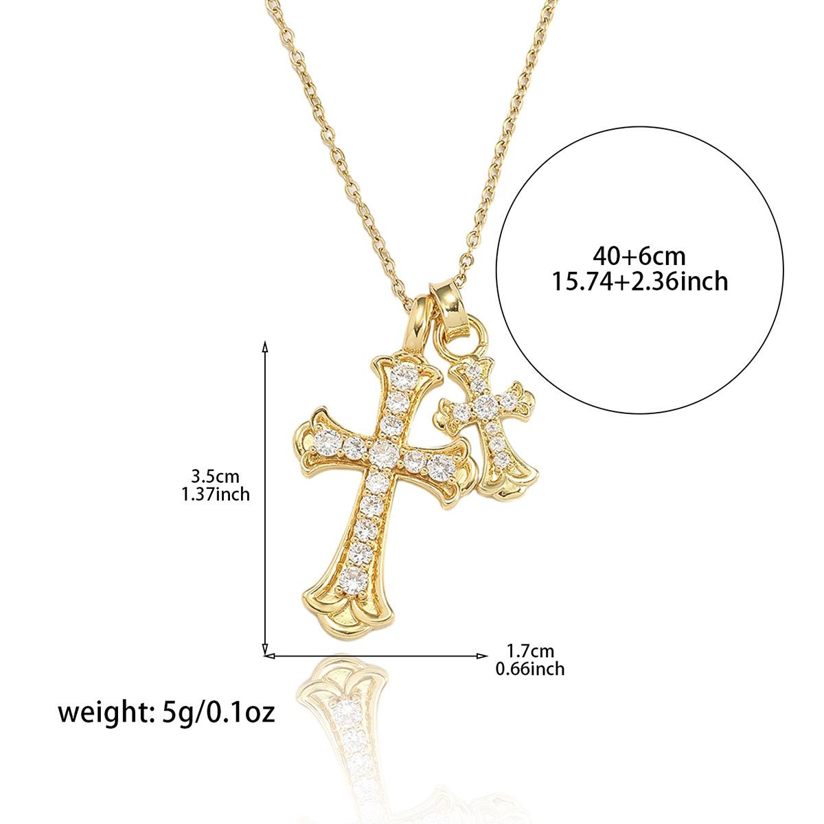 Women's Internet celebrity double cross necklace, niche design, light luxury, versatile, personalized, sweet and cool, versatile pendant collarbone chain