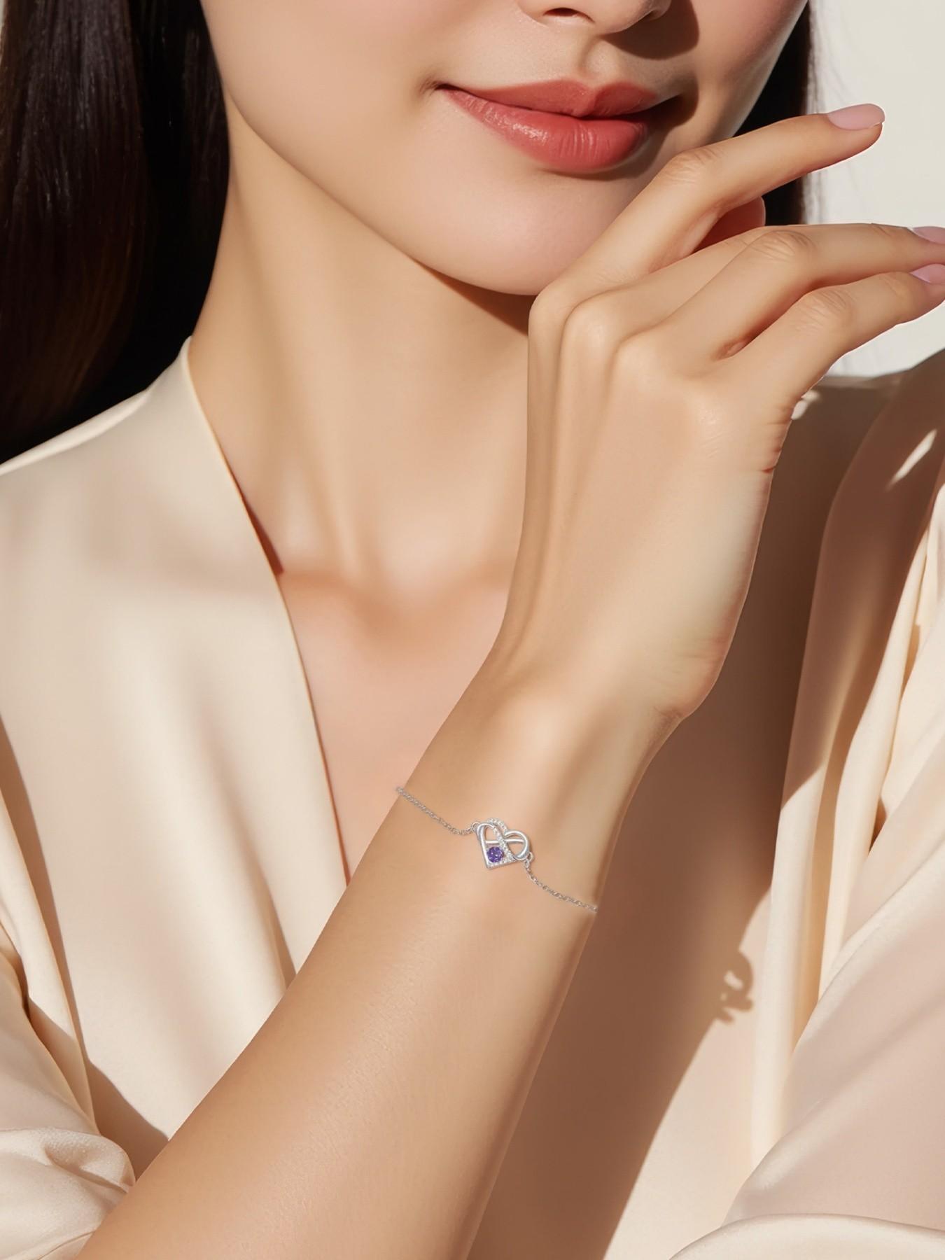 Infinite Heart Crown · Amethyst Bracelet Rhinestone heart infinity bracelet, luxury and fade-resistant.Paired with a purple preserved rose gift box.Perfect gift for birthdays, Mother’s Day and Valentine’s Day.