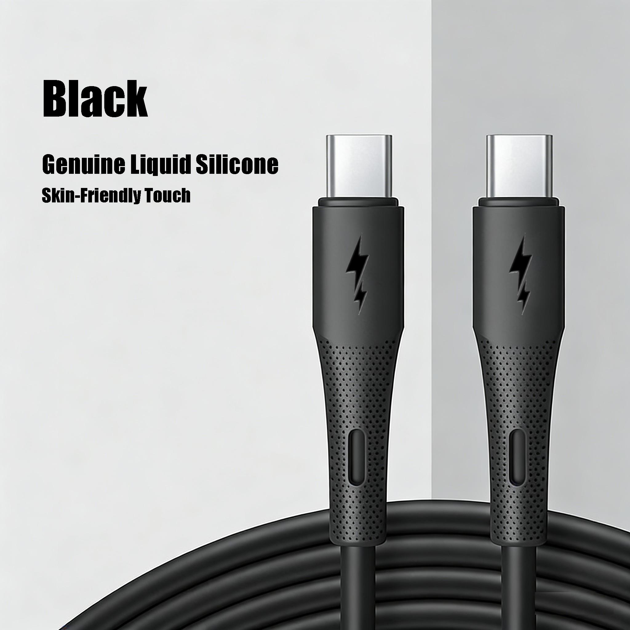 60w Dual Type-C Fast Charging Cable, Liquid Silicone Quick Charge Line for iPhone 17/16/15 Series, Samsung Xiaomi Huawei Phones