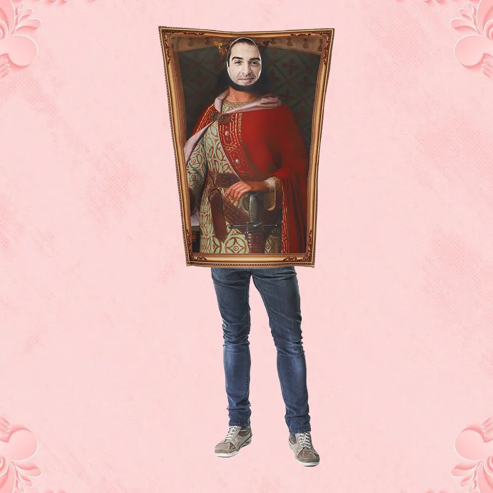 Halloween Costume Mona Lisa Cosplay Costume Funny Famous Painting Sponge Suit with Pearl Earrings for Girls Retro Party Performance Outfit