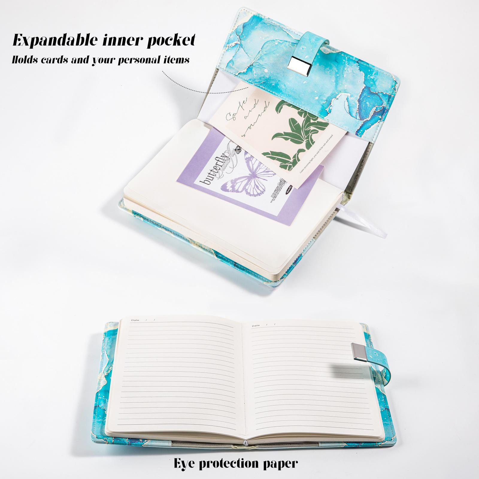 Marble Pattern Password Notebook with Lock, 1/2/3 Counts Creative Planner Notebook, Stationery Supplies for Home School Office