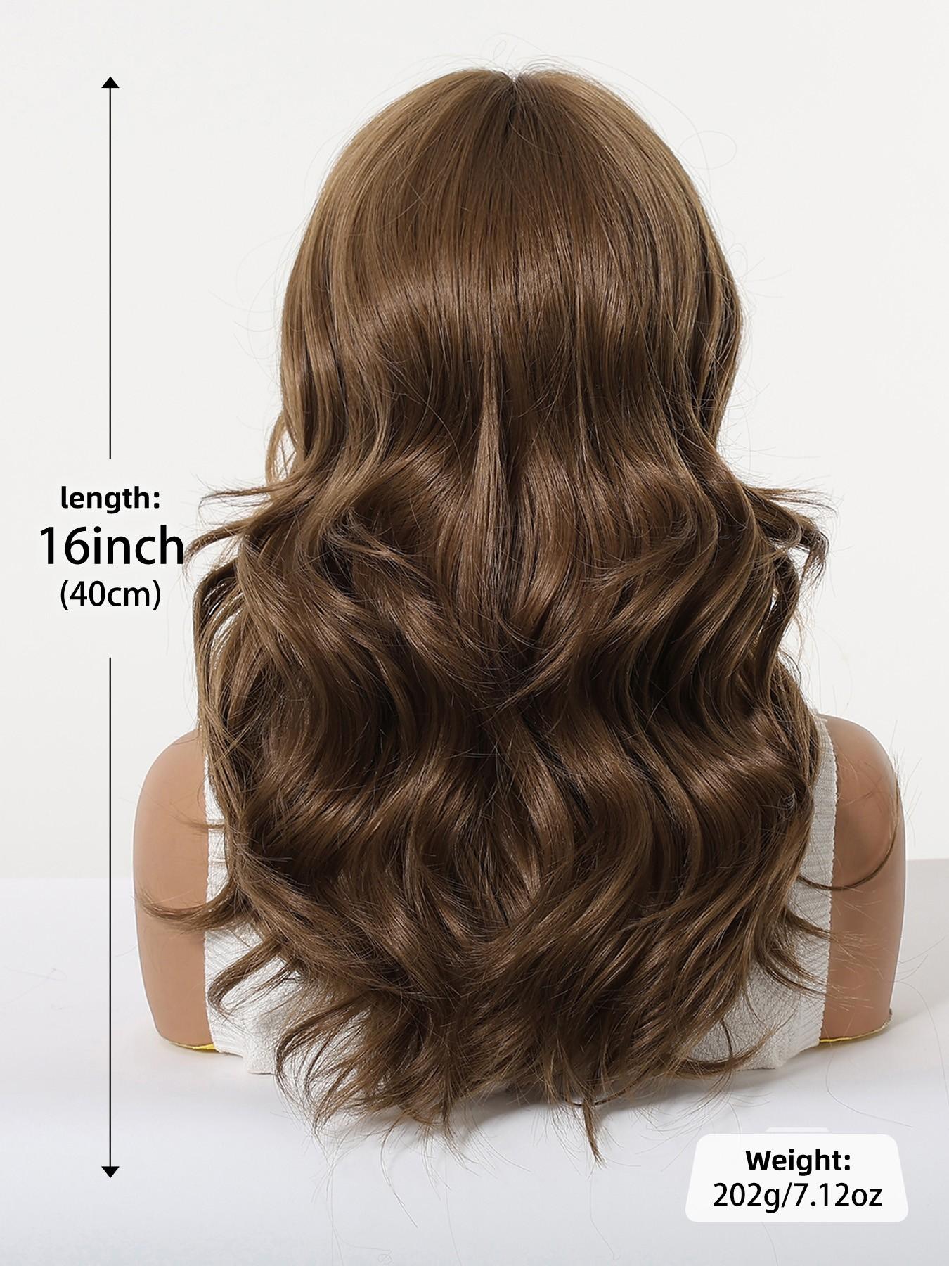 Medium Wavy Lob Wig with Bangs, Heat Resistant Synthetic Hair, Curly Medium Length Wig, All Seasons Wearable, Wavy Synthetic Wigs, Heat Friendly Wig