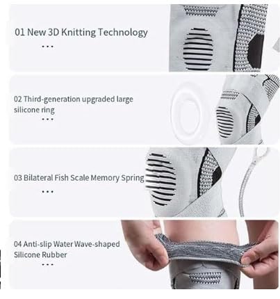 OLLAS Knee Braces, 2-Pack, Knee Support Compression Sleeves, Fitness Sports Knee Braces, Women's & Men's Compression Suitable for Running, Fitness, Basketball