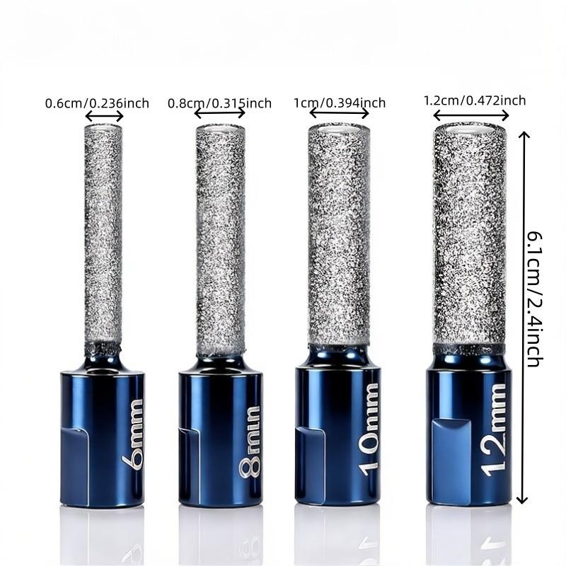 4pcs M10 Vacuum Brazing Milling Cutters, 6/8/10/12mm Hole Saw, Electric Grinding Wheel, Ceramic Brazing, Quartz Stone Tile Drill Bits Cutting