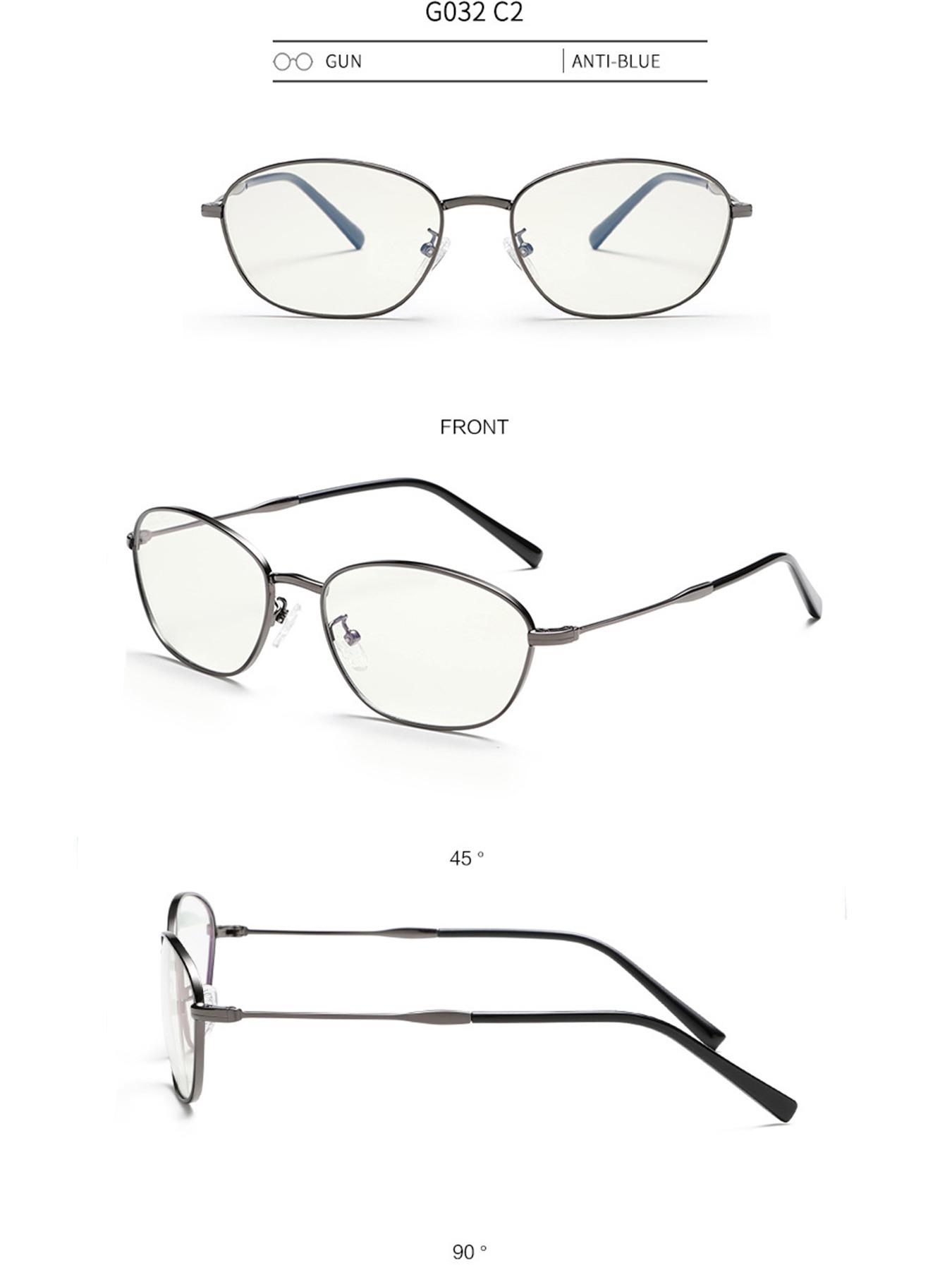 Mira Women's Simple Metal Frame Blue Light Blocking Glasses, Fashion Retro Oval Frame, Unisex Interchangeable Prescription Lenses G032OP