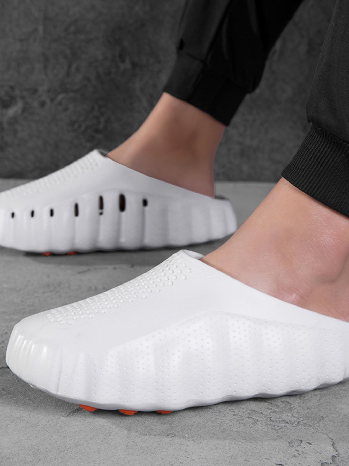 Trendy Holey Shoes with Massage Sole, Lightweight Outdoor Sandals, Thick Anti-Slip Bottom, Shock Absorption Particles, Comfortable Flip Flops