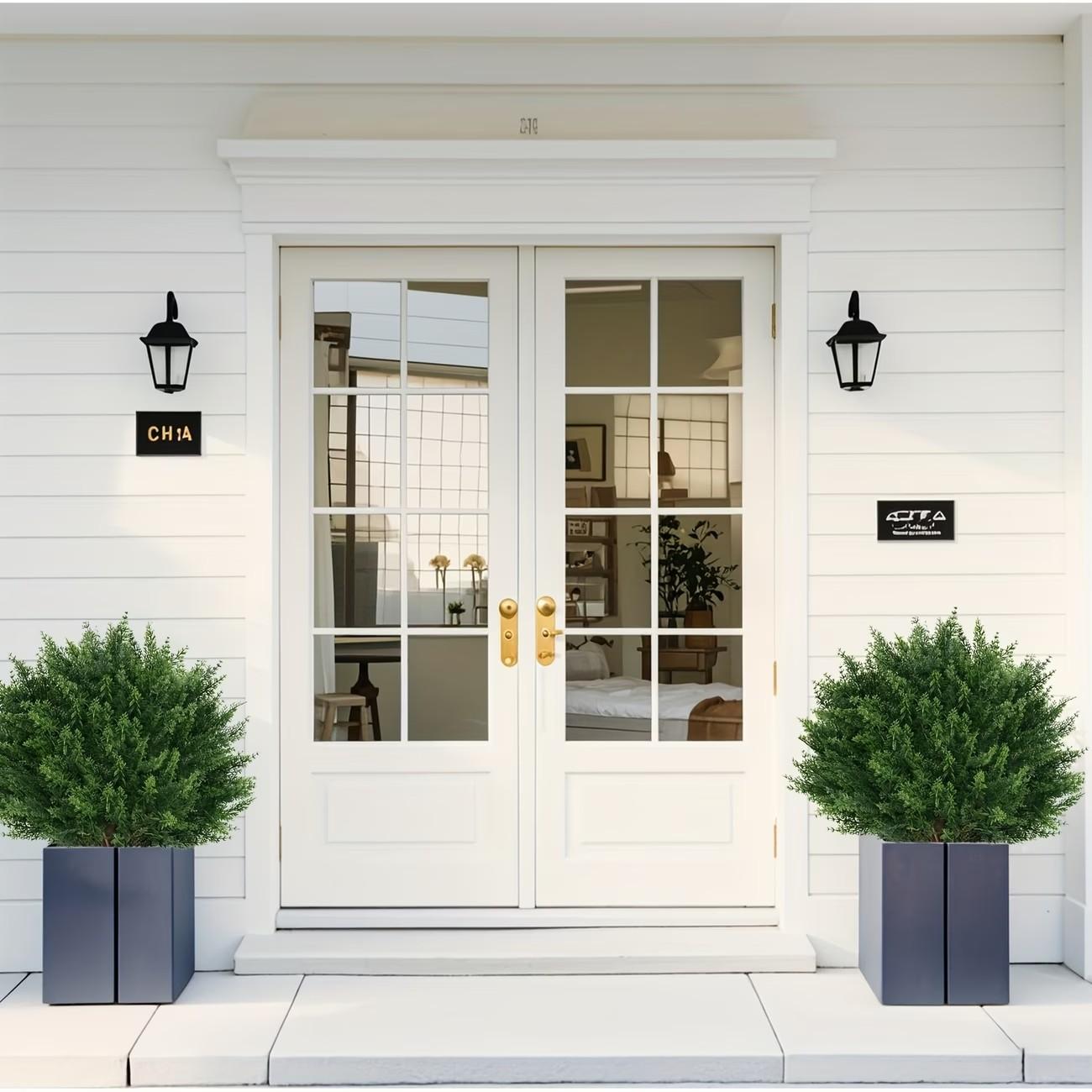 24-Inch Artificial Cedar Ball Tree with Stakes, UV-Resistant Fake Bushes, Indoor Outdoor Decor, Christmas Decoration, Garden Accent