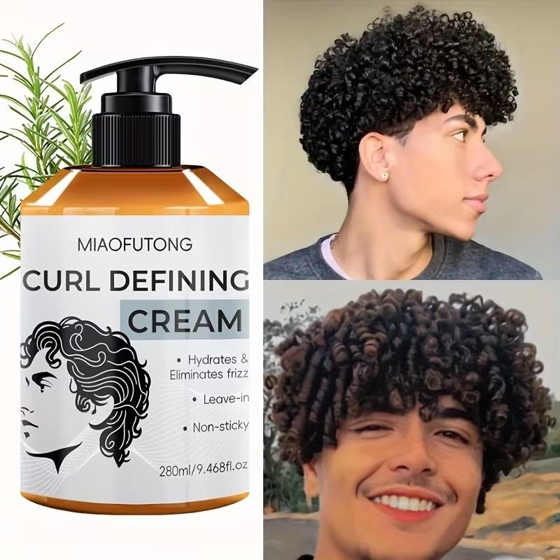 Men's Favorite 9.468fl.oz Curl Defining Cream with Moroccan Argan Oil, Coconut Oil & Shea Butter for Long-Lasting Bounce - Perfect for Leslie Waves, Curly and Loose Curls, Hydrates & Enhances Definition while Smoothing Frizz - Essential Travel Gift for Bo