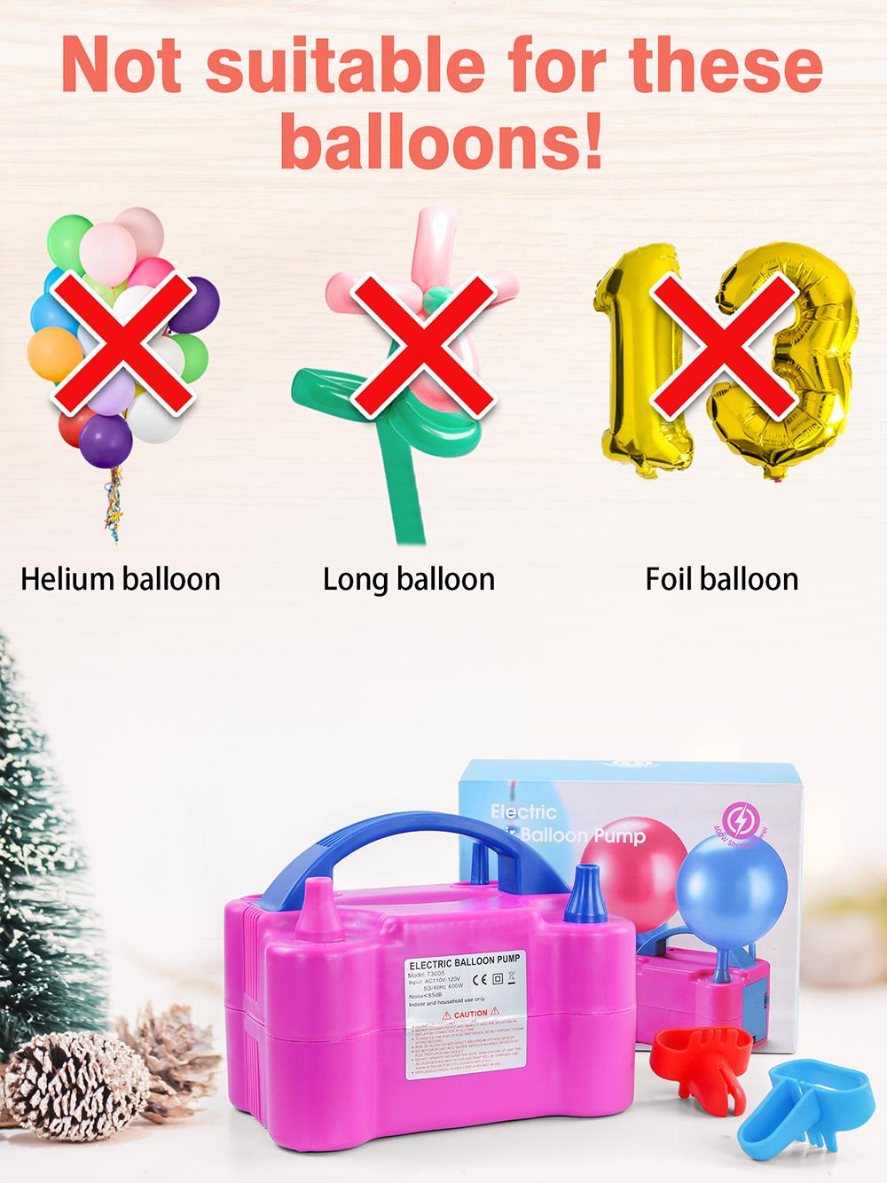 Electric Air Balloon Pump, Portable Dual Nozzle Electric Balloon Inflator, Electric Balloon Pump for Birthday Party Decoration, 110V 600W Hot Pink