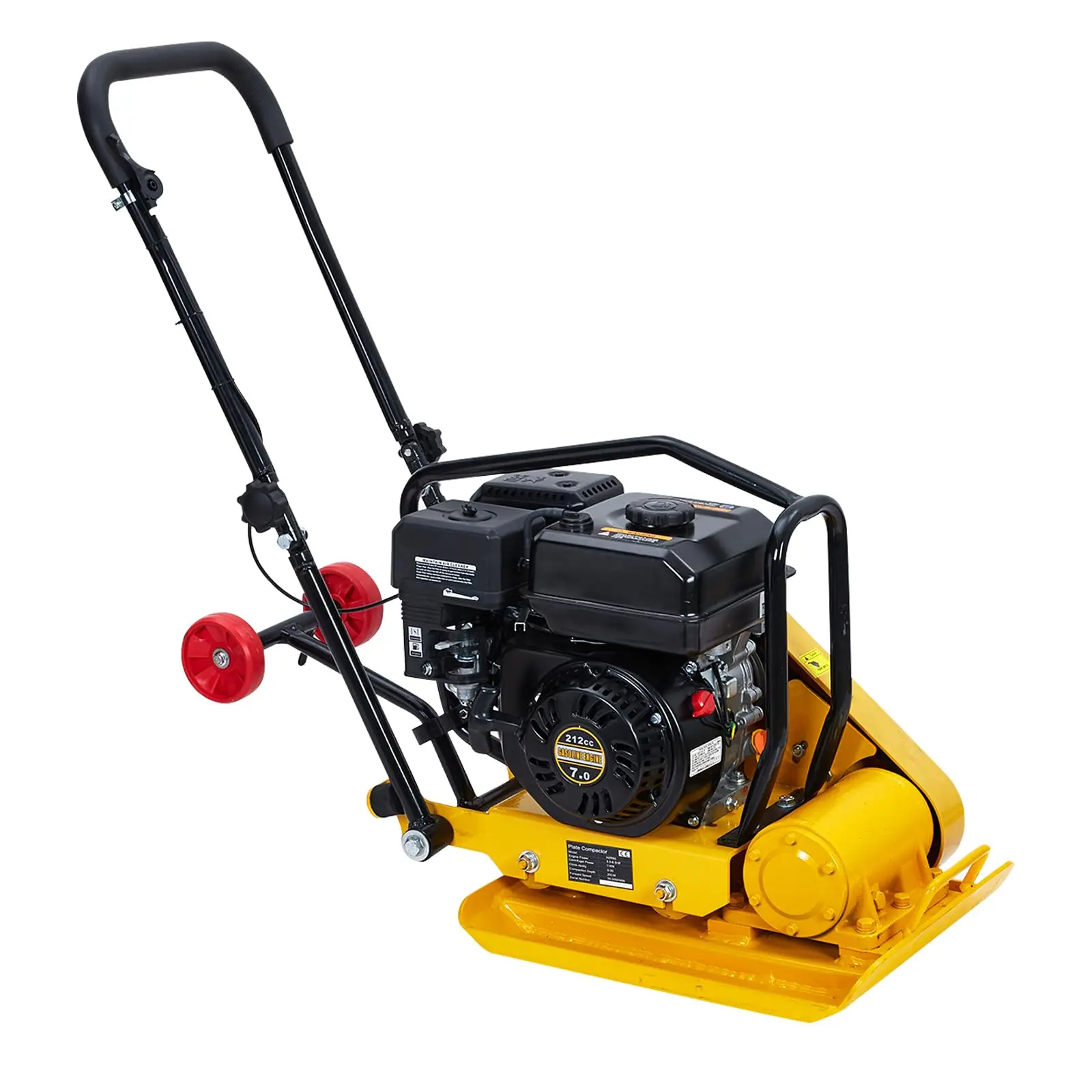 7HP Plate Compactor Rammer with 212CC Gas Engine, 4200 lbs Compaction Force, 5600 VPM, 22.1x15.9 inch Plate for Efficient Pavement Compaction on Walkways, Sidewalks, Asphalt, Pavers, and Landscaping