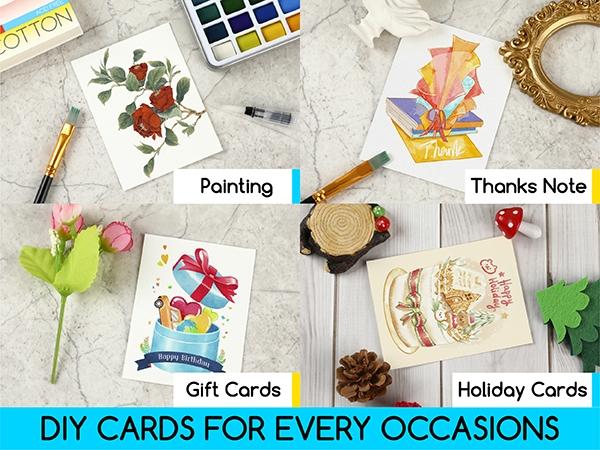 MEEDEN 4" x 3" Blank Watercolor Paper Cards , 5 Pcs Cold Press Mini Watercolor Paper Bulk for Thankyou Card, 100% Cotton Watercolor Paper Postcards for Adults & Students (140lb/300gsm), 5×10 Sheets，ACEO