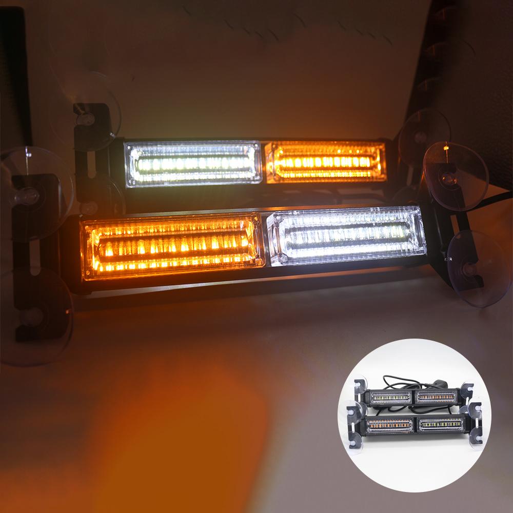 2-in-1 Suction Cup Strobe Light - Windshield Warning & Decoration LED Bar - Multi-Mode Strobe Light - Plug into Cigarette Lighter - Change Modes Instantly
