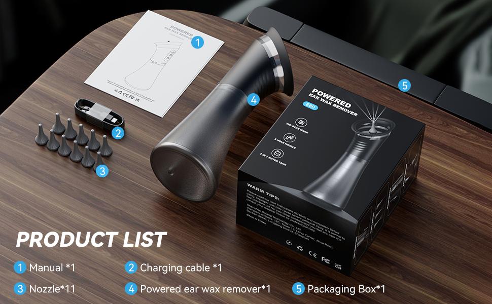 [Fast Shipping] E80 Upgraded 2-in-1 Ear Wax Removal Kit with Built-in Waste Tank, Rechargeable Water Spray, 4 Pressure Settings - Safe & Effective Ear Canal Irrigation System for Earwax Removal