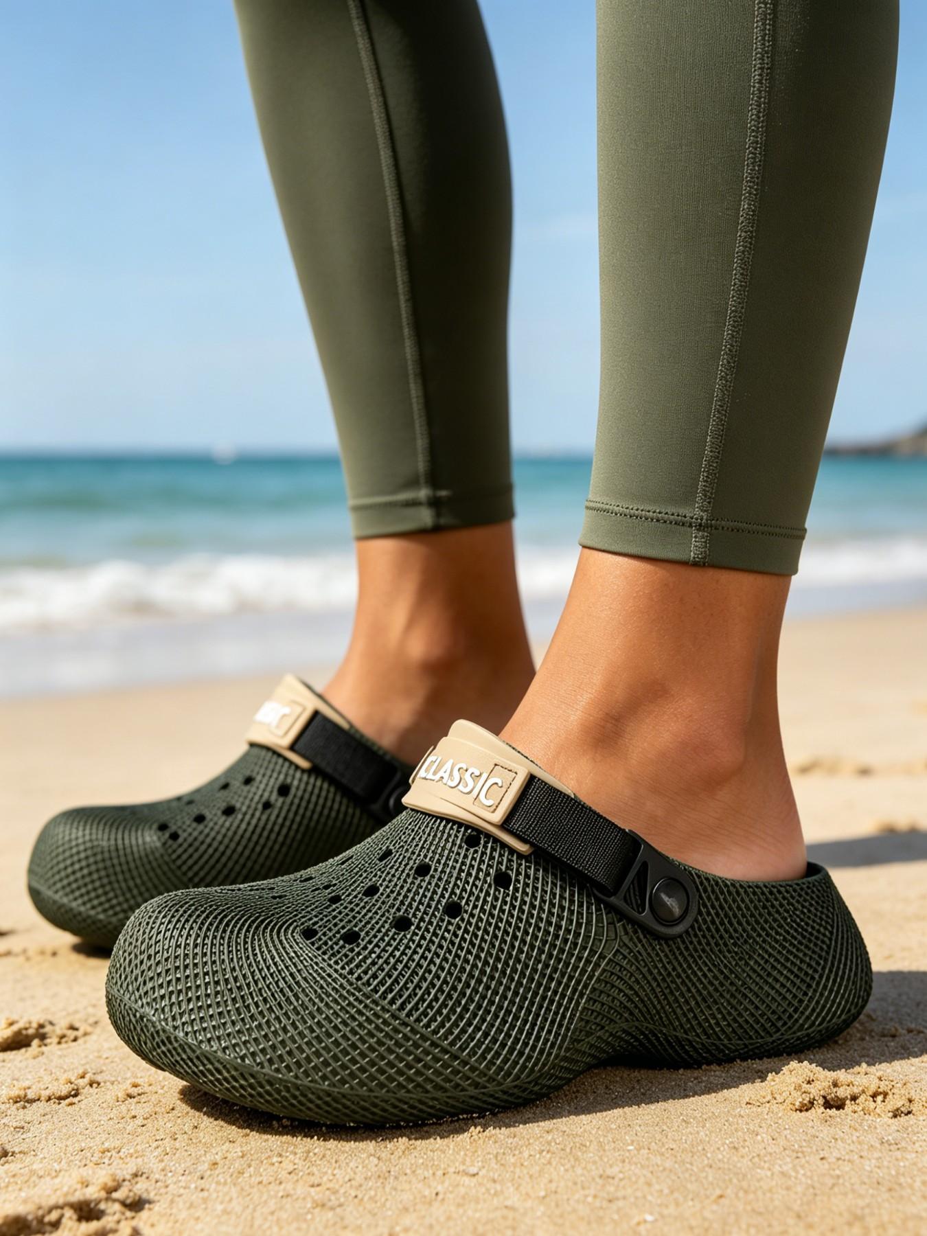 High-Quality Textured Eva Sandals, Arch Support, 6 Color Options, Striped Design, Breathable, Adjustable Back Strap, Unisex, All Seasons