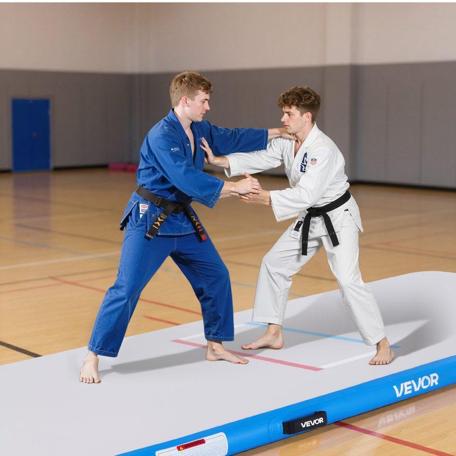 fathersdaygift VEVOR 10x5 ft Wrestling Mat Inflatable, Martial Arts Thick Mat for Outdoor Indoor Home Gym Exercise, PVC Foldable Training Mats with 600W Air Pump, for Gymnastics Tatami Jiu Jitsu BJJ MMA Judo, Gray