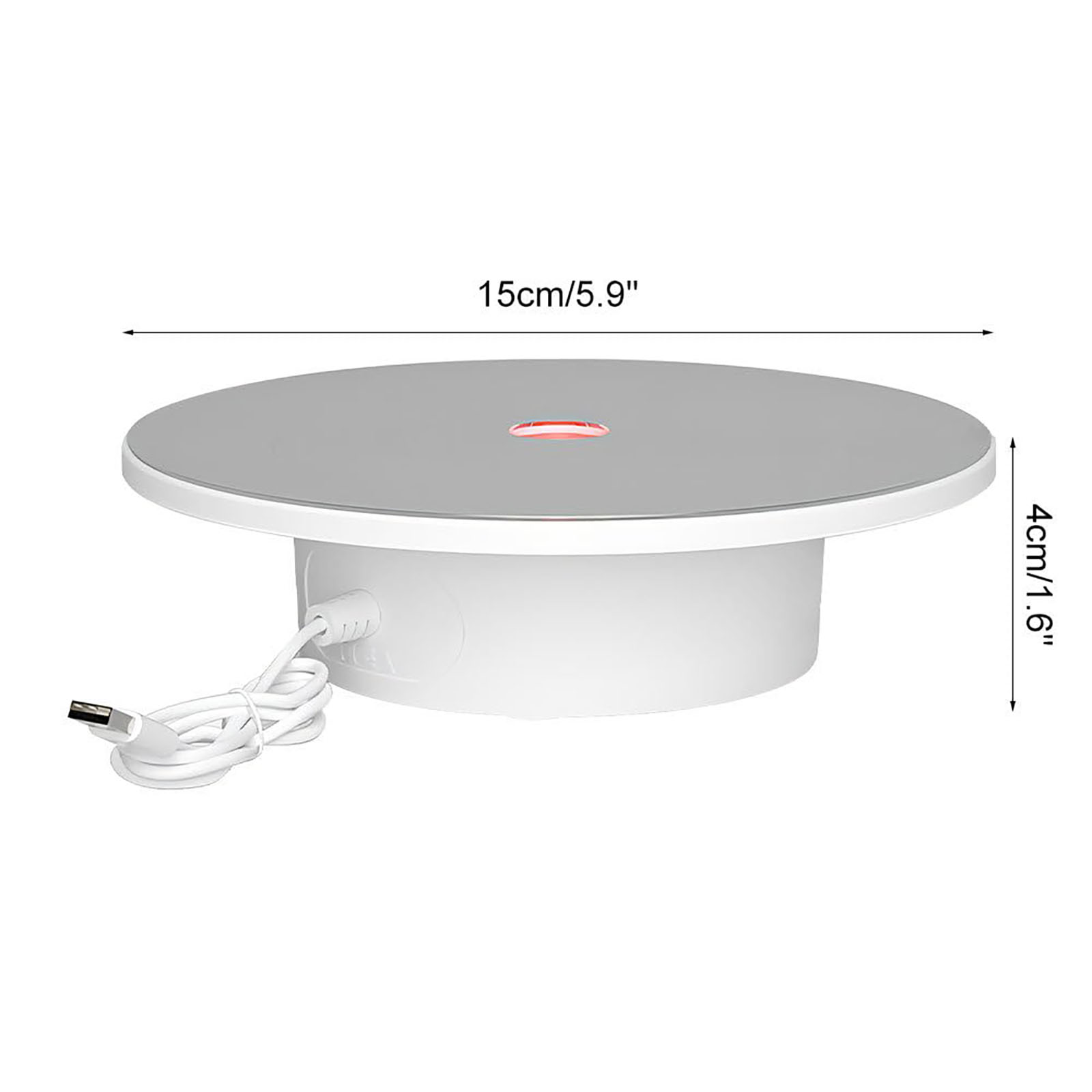 2Pcs 6 Inch 8 Inch The 360° electric rotating display stand, Display Holder, has a diameter of 15 CM 20 CM, The USB electric rotating table rotates clockwise and is suitable for jewelry, lipstick, watches, photography, figurines, live streaming