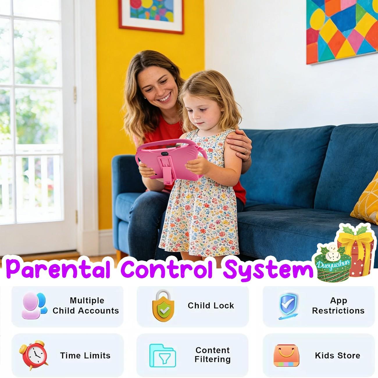 Surprise Arrival, 7-inch Android tablet, Touchscreen tablet, suitable for children, portable, 2GB RAM and 32GB ROM, 5G WiFi connectivity, educational, learning and entertainment device, available in pink and blue, gifts for children