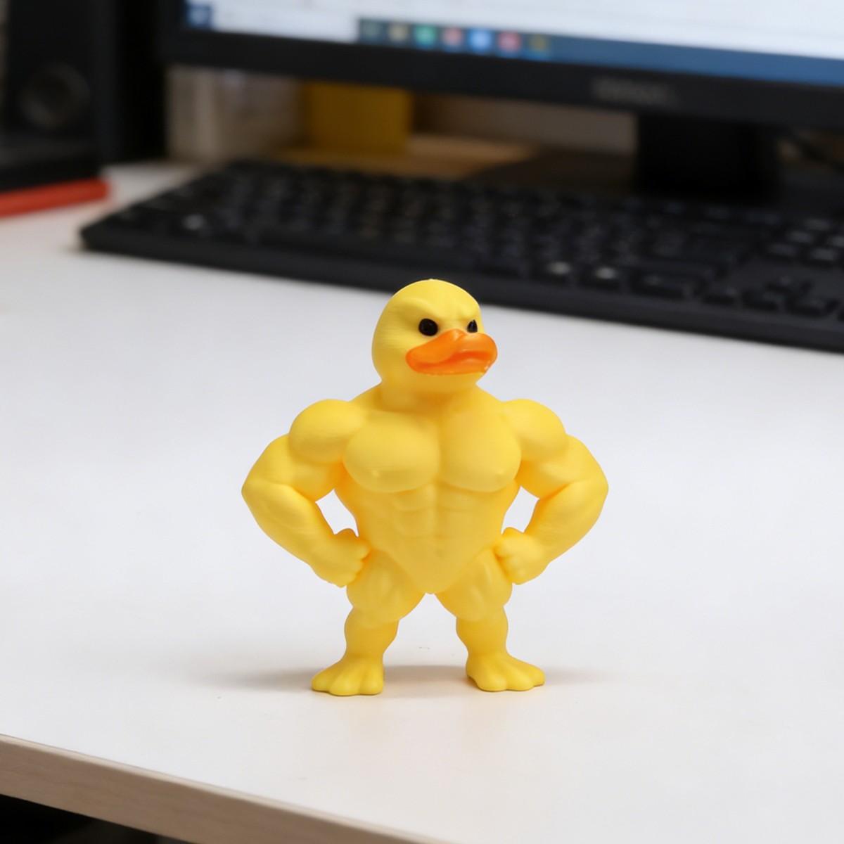 Funny Muscle Duck Statue, Fitness Duck Decor, Clear Arm & Leg Design, No Power Needed, Home Office Gym Gift, Durable Plastic Collectible