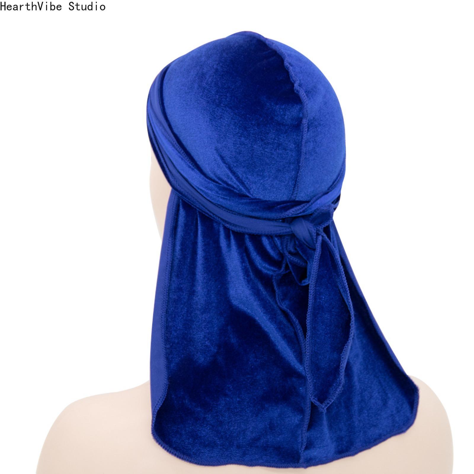 Premium Velvet Durag with Silk Satin Lining, Oversized 360 Wave Cap, 40-in Extra Long Tails, Adjustable Headwear, Hip Hop Wave Locking Unisex Streetwear Accessory for Men, Compression Headwear