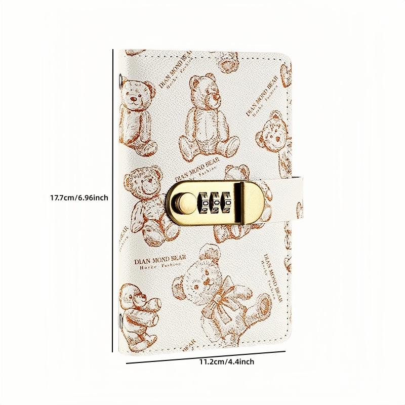 Bear Pattern Money Saving Wallet with Password Lock, A6 Cash Storage Album, Small Financial Management Binder, Holds Up to 100 Photos, Budget Planners, Monthly Budget Planner, Finance Checklist Organizer