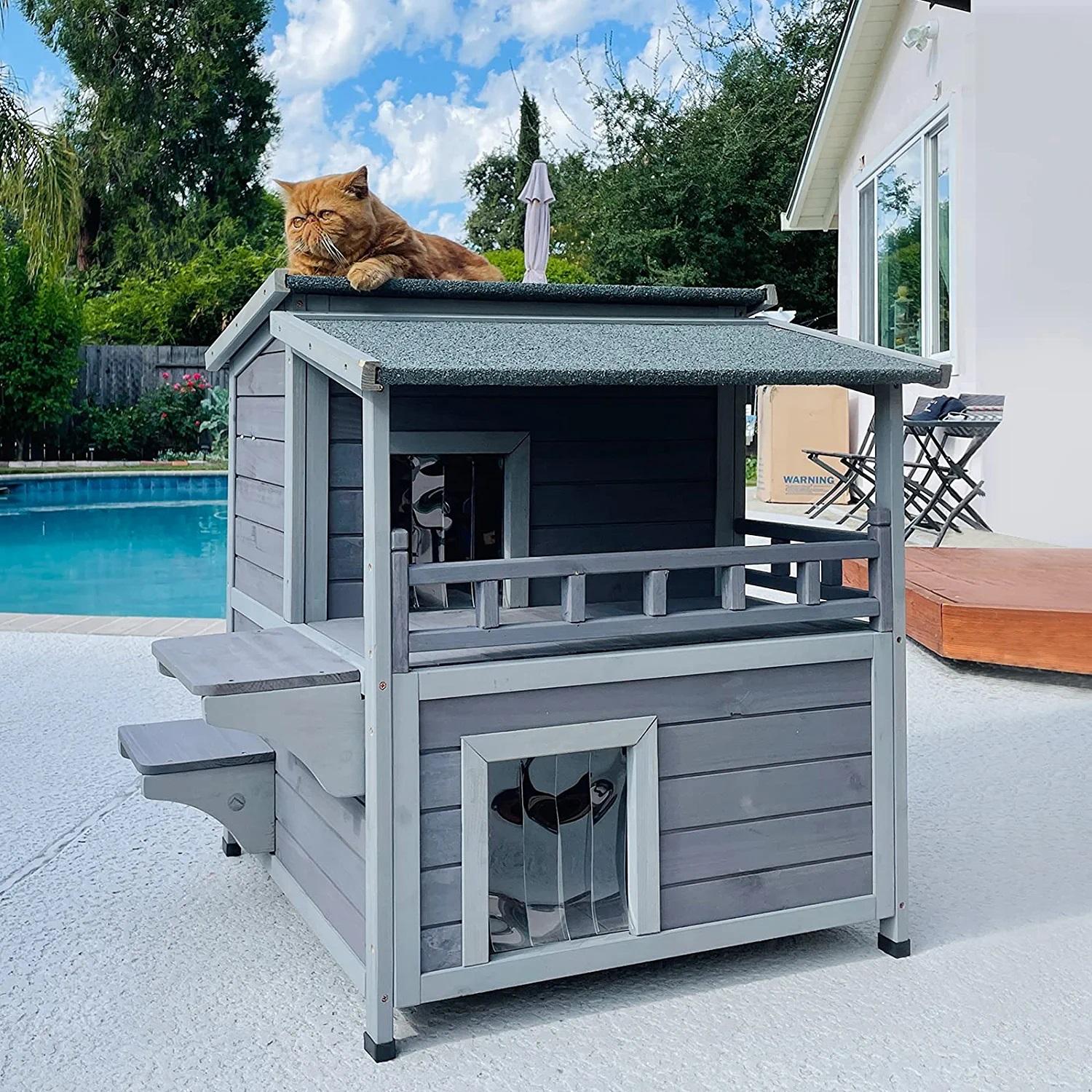 Aivituvin-AIR33 Outdoor Cat House, Indoor Wooden Cat House (Inner space 10.9 ft²)