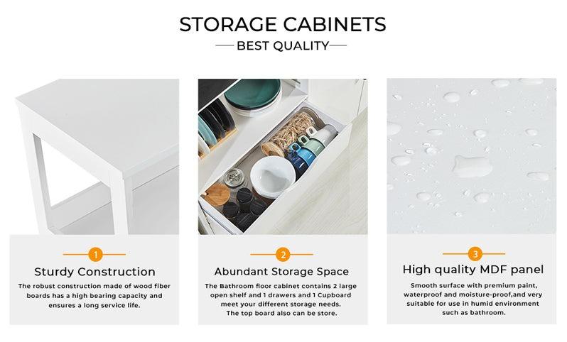 Sikaic Multifunctional Storage Cabinet with Microwave Space Drawer White