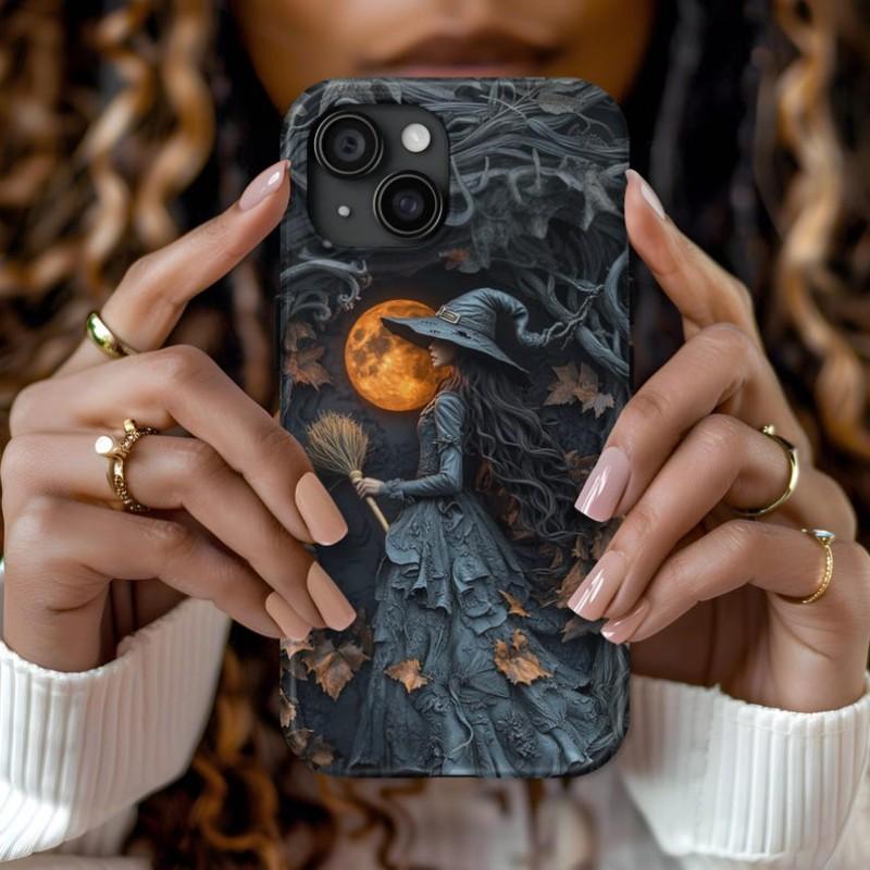 Halloween Witch Phone Case, Spooky Autumn Moon Design, Dark Fantasy Magsafe, Compatible with iPhone 17 16 15 14 13 12 11 Pro Max