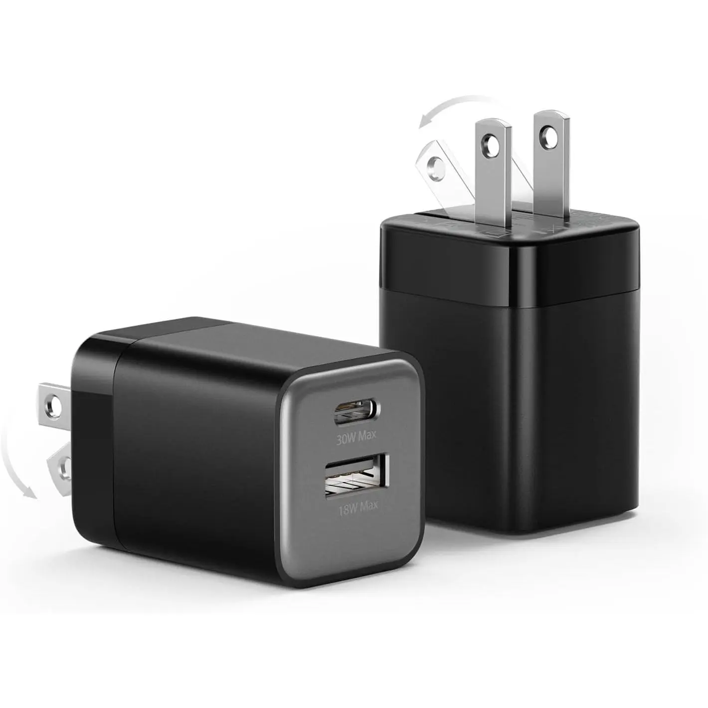 30W  Charger,  Port USB C Wall Charger with Foldable Plug | for  17/16/15,  S26/25/24, iPad, 40% Smaller &  Nano Charger Block, (Black, 2 Pack)