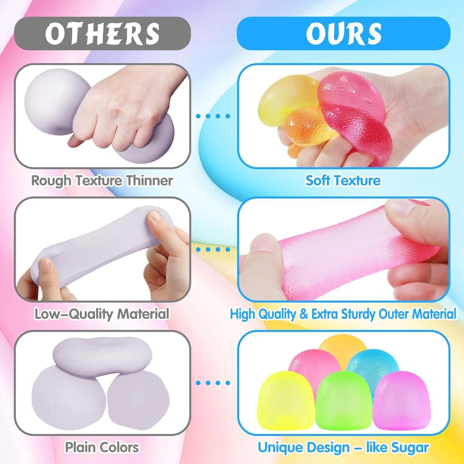 Soft and Squeezable Toys for Kids and Adults | Ultra-Durable Squishy Toys, Sensory Stress Relief, Birthday & Party Gifts, Desk Accessories, Mixed Colors, TPR Material