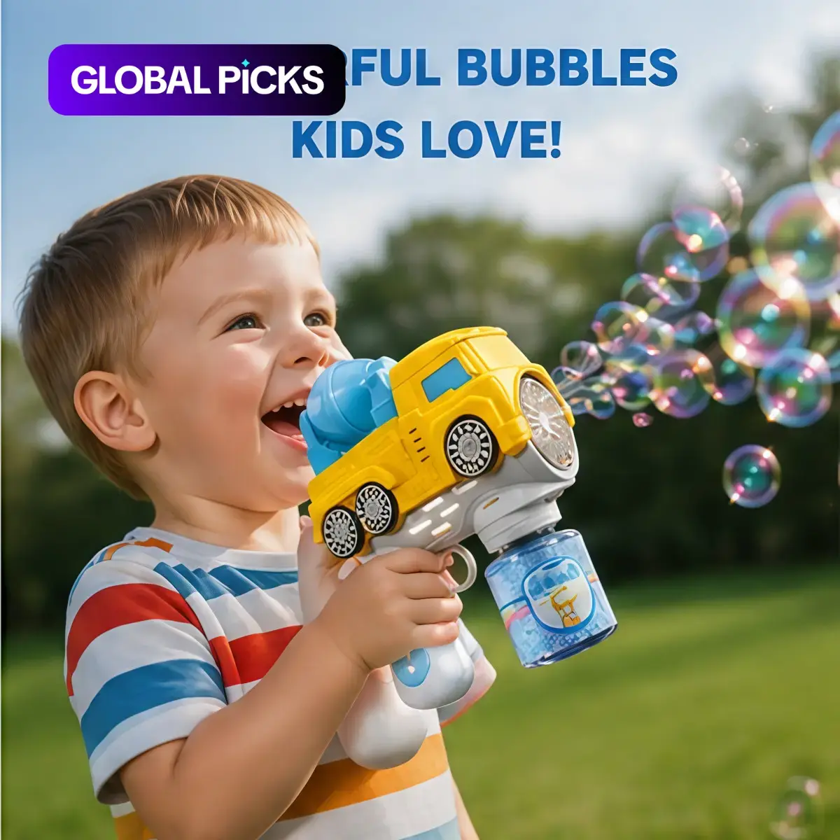 Engineering Bubble Machine Toy, Electric Handheld Excavator Bubble Blaster, LED Lights Music, 12 Holes, Indoor Outdoor, Birthday Gift #GLOBAL PICKS