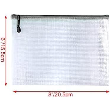 -6 * 8 inches-Mesh Zipper Pouch, Plastic Zip File Folders for Organizing,Office Supplies,Travel, Storage-Black