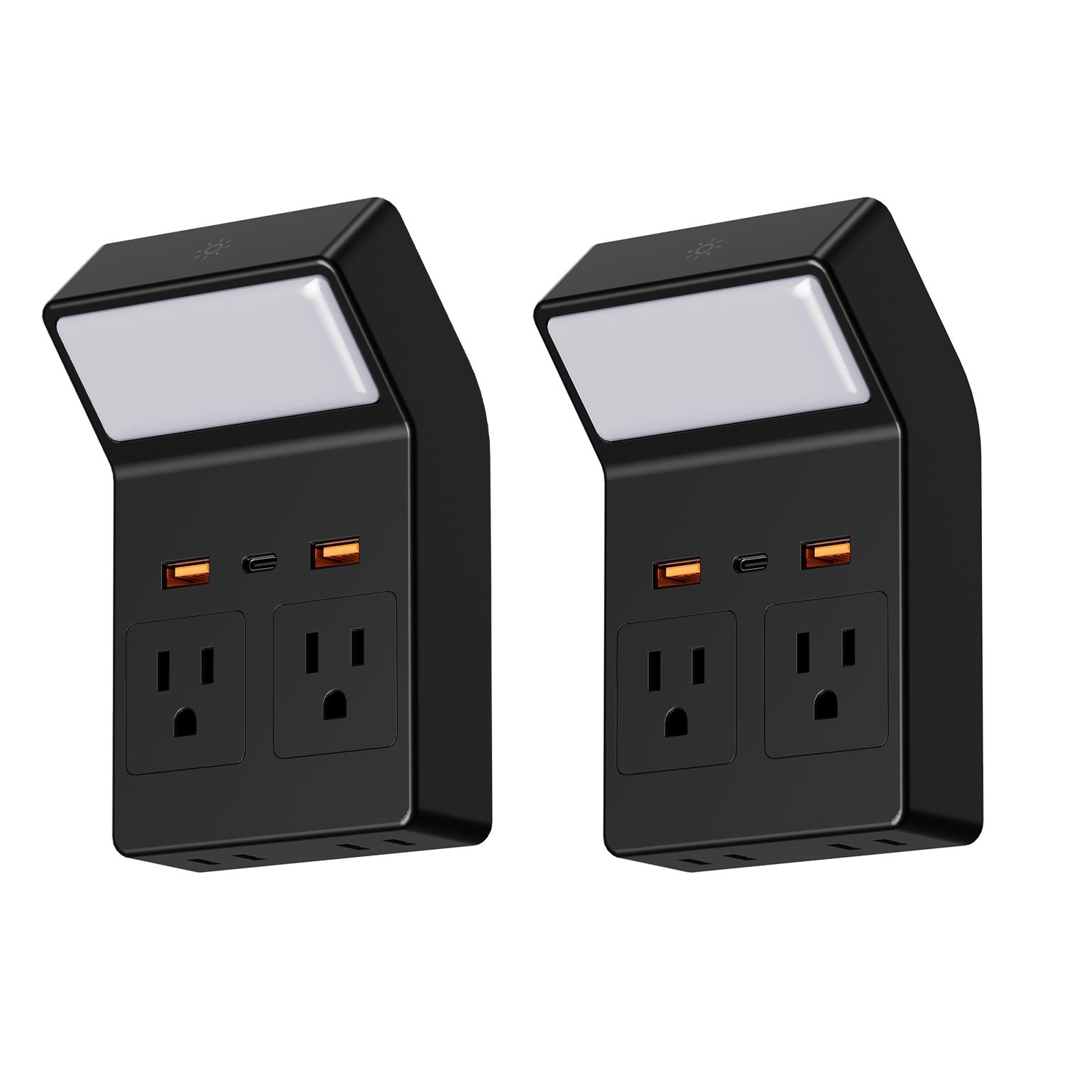 Smart Remote Control Night Light Socket, 4ac+4usb Fast Charging, Wall Plug Night Lamp, Adjustable 3 Colors, Timer Function, Fireproof Certified