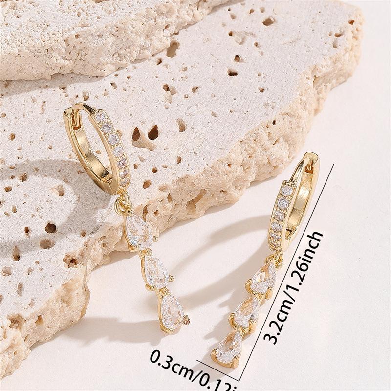 1 Pair of Exquisite Gold Drop Crystal Earrings for Women, Shining and Eye-Catching