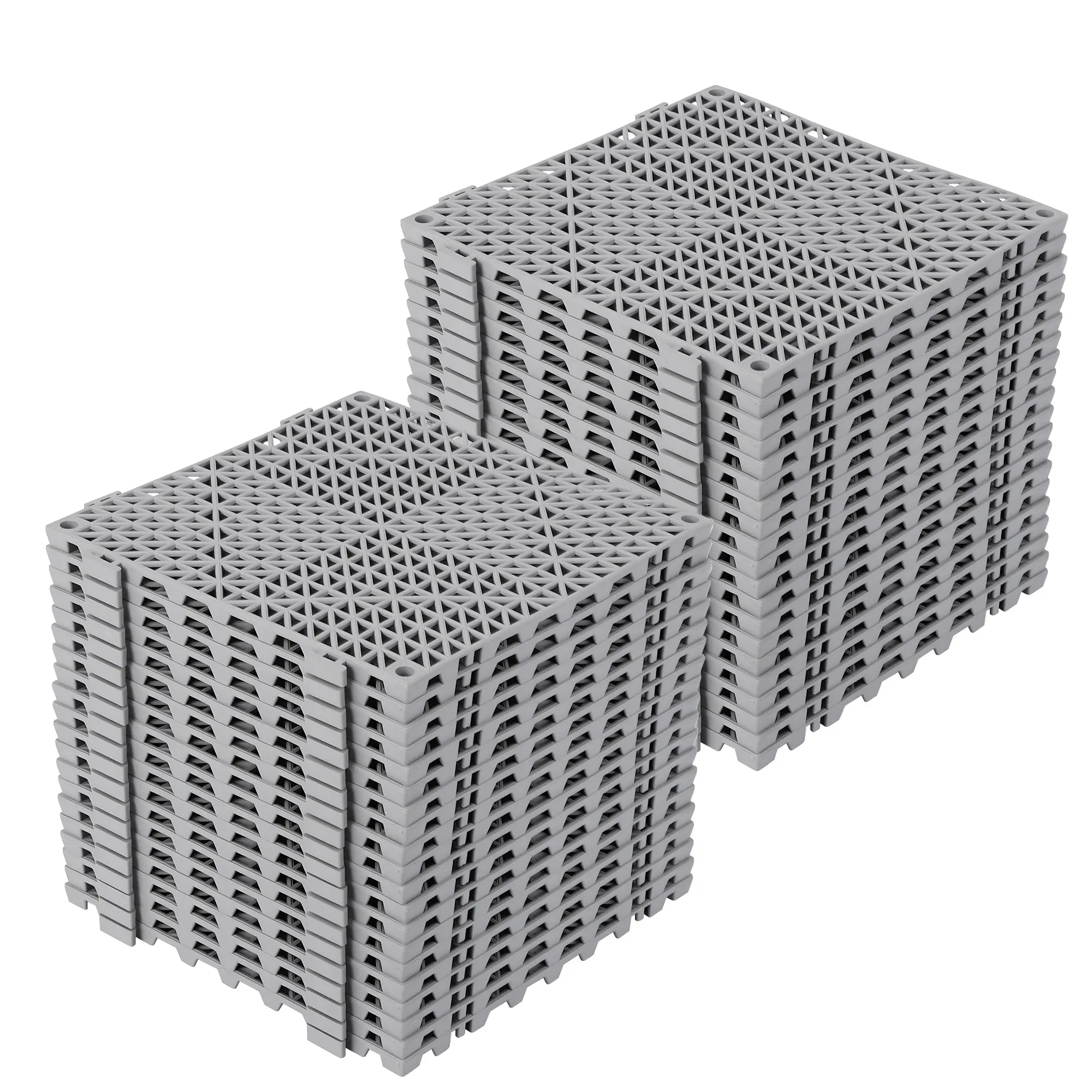 Non-Slip Snap-Fit Interlocking Drainage Bathroom Mat Tiles, 12"x12" Waterproof Cushioned PVC Floor Tiles, Fast Drying, Easy Installation, 50 Pack Flooring for Shower, Pool, Gym, Garage, Patio, Basement & Storage Room