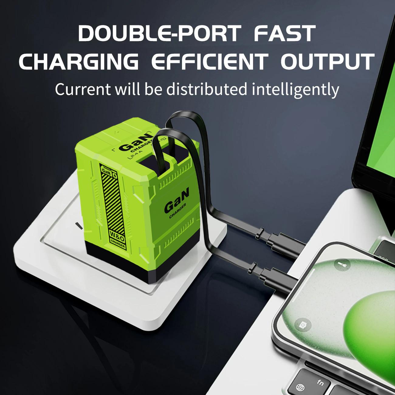 [Buy 1 get 1 free] 2 in 1 GaN Charger 120W Fast Charging Type C Lightning Retractable Wall Foldable Plug for iPhone Samsung Galaxy iPad MacBook Travel Friendly Compact Safe Tech Gift